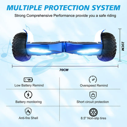 RCB Hoverboard 8.5" all terrain hoverboards, APP control function, integrated LED Bluetooth with powerful motor, electric skateboard self balance scooter, gift for Kids and Adults