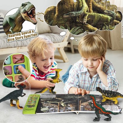 FRUSE Dinosaur Toys for Boys 3-5 with Interactive Sound Book,12 Pcs Dinosaurs Figures,Dinosaur Book with Sound,Toddler Dinosaur Learning Toys,Dino Present for Boys and Girls Age 3 4 5 6 7 8
