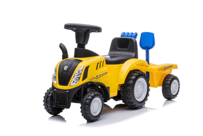 NINODOVAE Ride On Tractor, NEW HOLLAND Licensed car toy, Toddler Sliding Walker with Steering Wheel, horn music&lights for 12-36 months (Yellow)