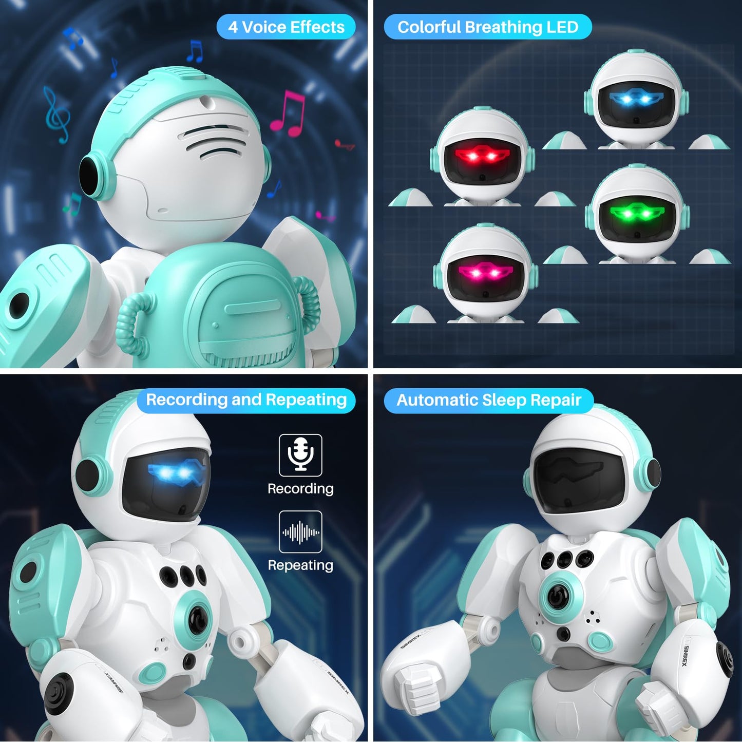 SIMREX Kids Robot Toys, Remote Control Robot, Programmable with Recorded Voice Music Dance Gesture Control, Gift for Toddler Boys and Girls