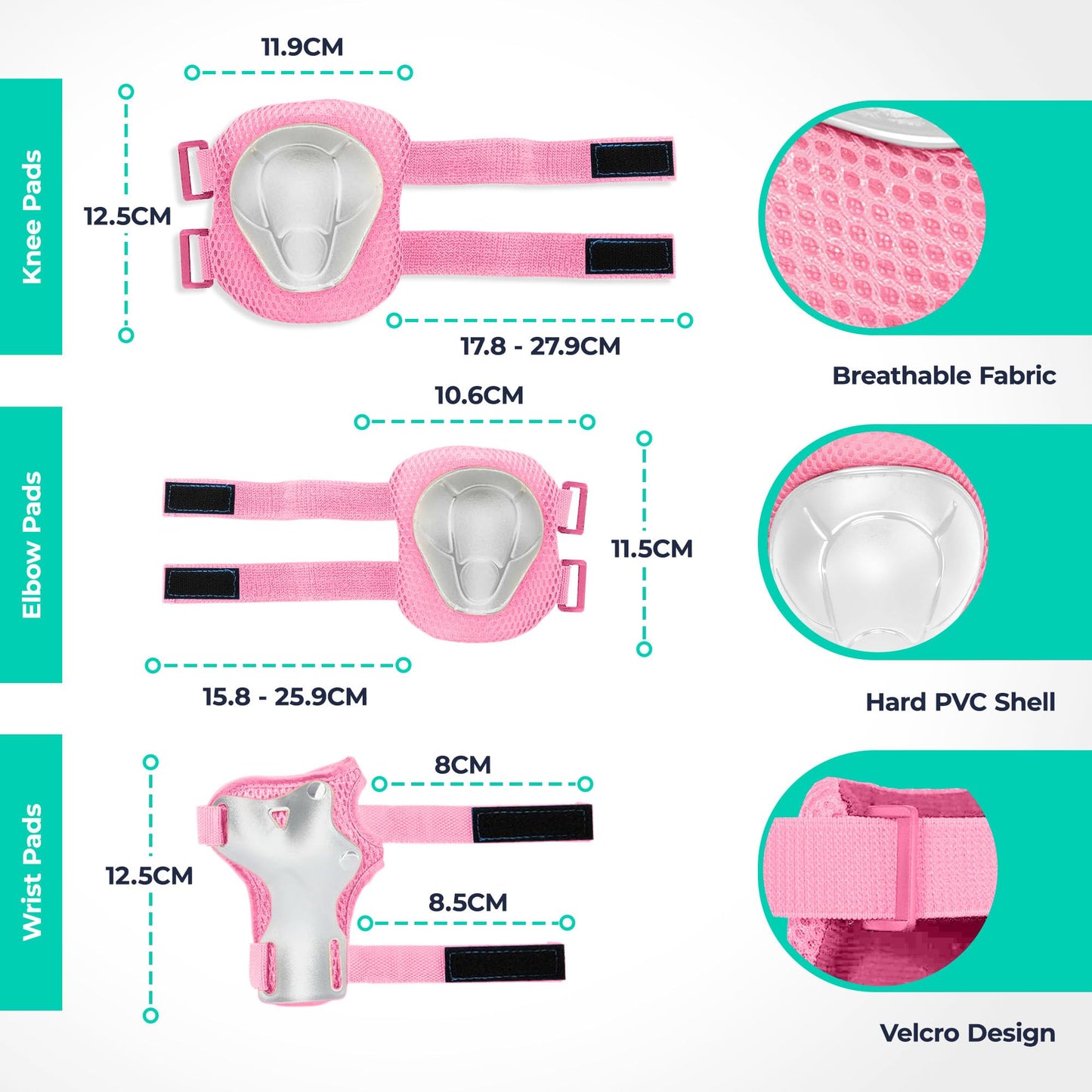Niftii Kids Helmet with Pads - Adjustable Multi-Sport Complete Safety Gear for Cycling, Skateboarding & Scooting, Ideal for Boys & Girls Ages 3-15 Kids Bike Helmet Set, Pink
