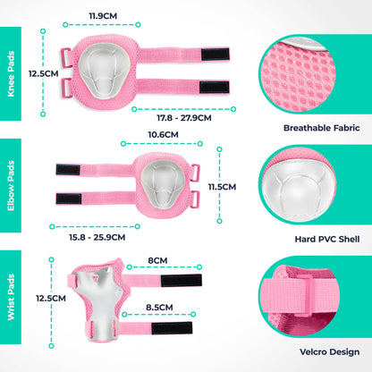 Niftii Kids Helmet with Pads - Adjustable Multi-Sport Complete Safety Gear for Cycling, Skateboarding & Scooting, Ideal for Boys & Girls Ages 3-15 Kids Bike Helmet Set, Pink