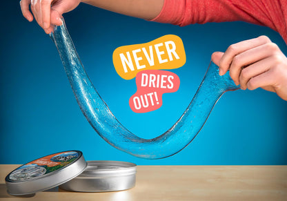 Crazy Aaron's Thinking Putty Liquid Glass in a clear 4-inch tin, see-through stress relief and creative therapy toy for kids and adults.