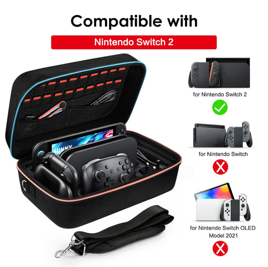 ivoler Nintendo Switch 2 carrying case with soft lining, holds 20 games, portable travel protector for console and accessories