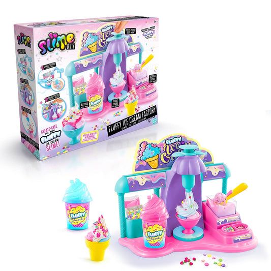 Pink So Slime DIY Fluffy Ice Cream Factory kit with fun decorations and accessories for making safe, glue-free slime sundaes for ages 6+