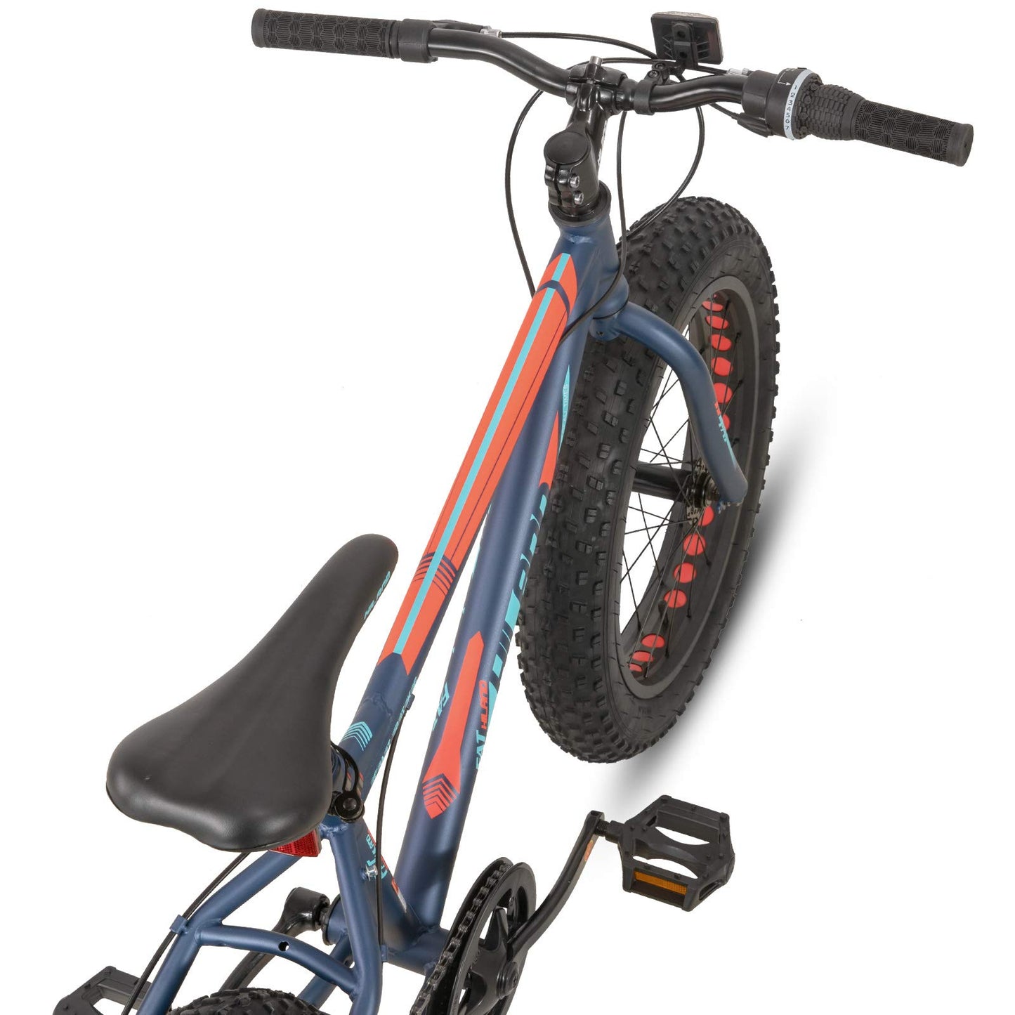 Hiland 20 Inch Kids Bicycles Fat Tire Mountain Bike for Boys and Girls, 7 Speed Blue Mountain Bike, Dual-Disc Brake, Kids Beach and Snow Bicycle