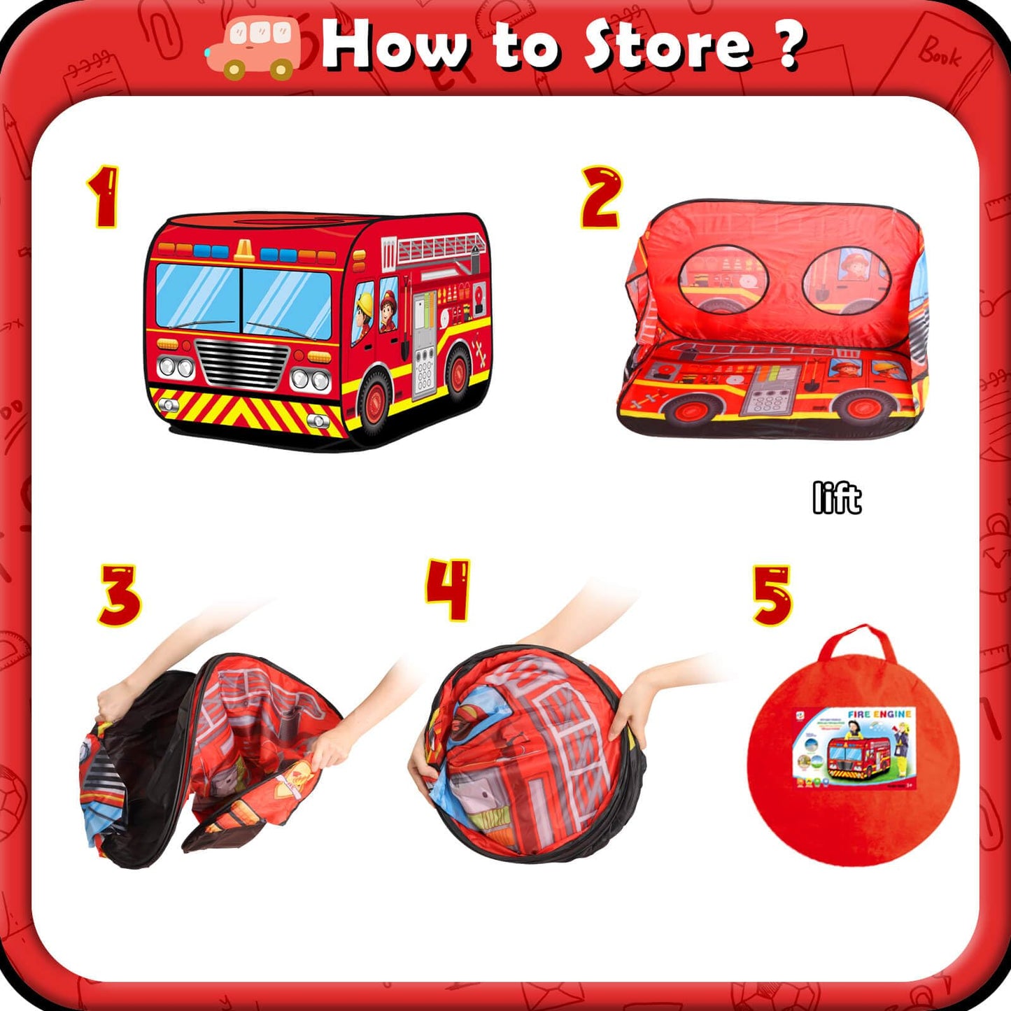 Britik Toys for 3-8 Year Old Kids: Truck Play Tent Pop Up Playhouse Toys for Kids Gifts for 3 4 5 6 7 8 Year Old Boys Girls Toy Presents Foldable Play Tent Set Outdoor Indoor Garden Childrens Toy