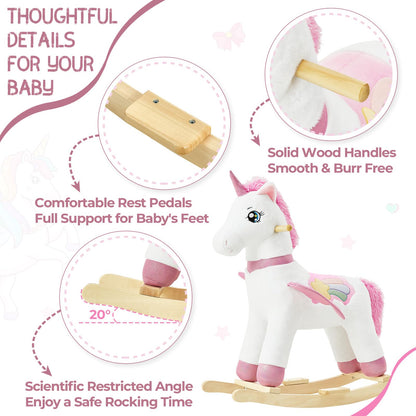 FUNLIO Unicorn Baby Rocking Horse, Rainbow Fairy Unicorn Rocking Horse for Toddlers 1-3 Years, Stuffed Ride-on Animal Rocker, Easy to Assemble, CPC & CE Certified-Small