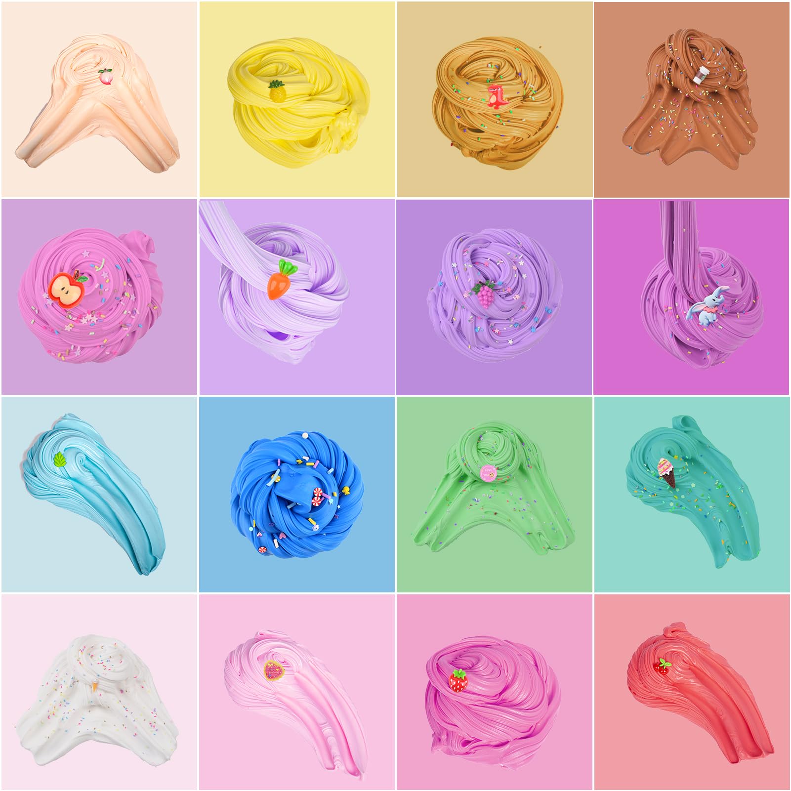 32-pack of fluffy mini butter slime kits by Rowecvce with scented putty, cute charms, soft, non-sticky, stress relief toys for kids
