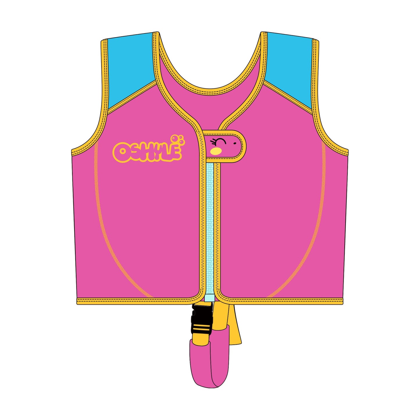 OSHYLE Swim Vest for kids, featuring safety strap and buoyancy aid, designed for toddlers aged 3-6 years.