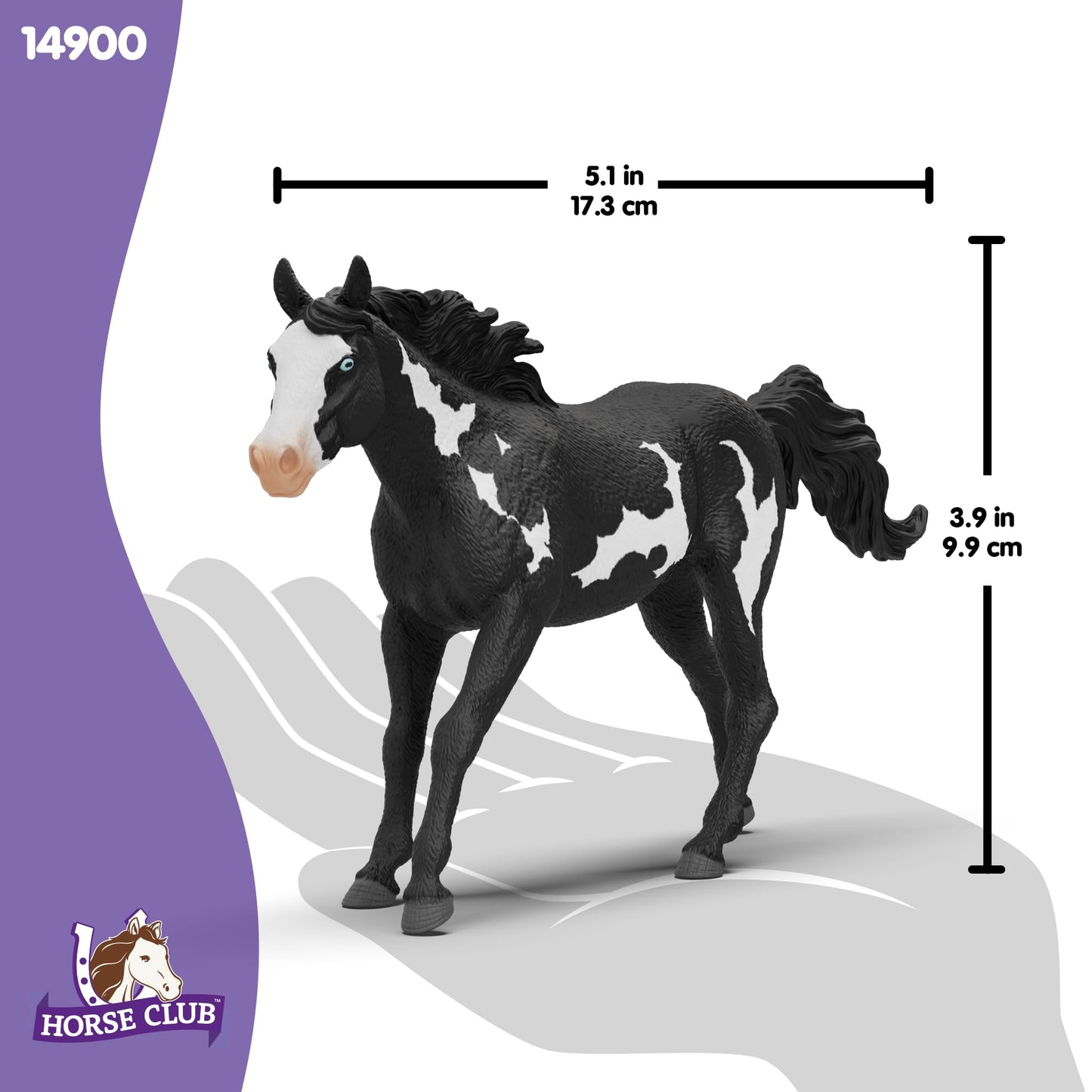 Schleich Horse Club - Paint Horse Gelding - 17cm Hand-Painted Collectable, Realistic Toy Horse Figurine for Girls and Boys. Durable Educational Figure for Fun Imaginative Play. Kids Toys Ages 5+ 14900