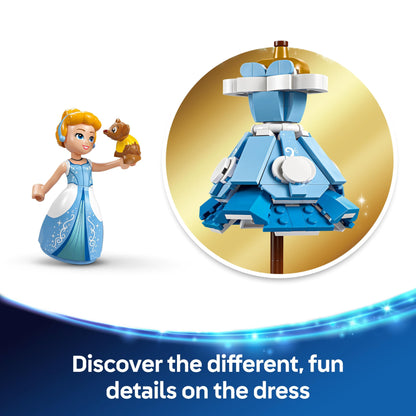 LEGO Disney Princess Cinderella's Dress - Building Toy for 9+ Year Old Girls & Boys - incl. a Customisable Opening Stand, Cinderella Mini-Doll and a Gus Animal Figure - Creative Set - 43266
