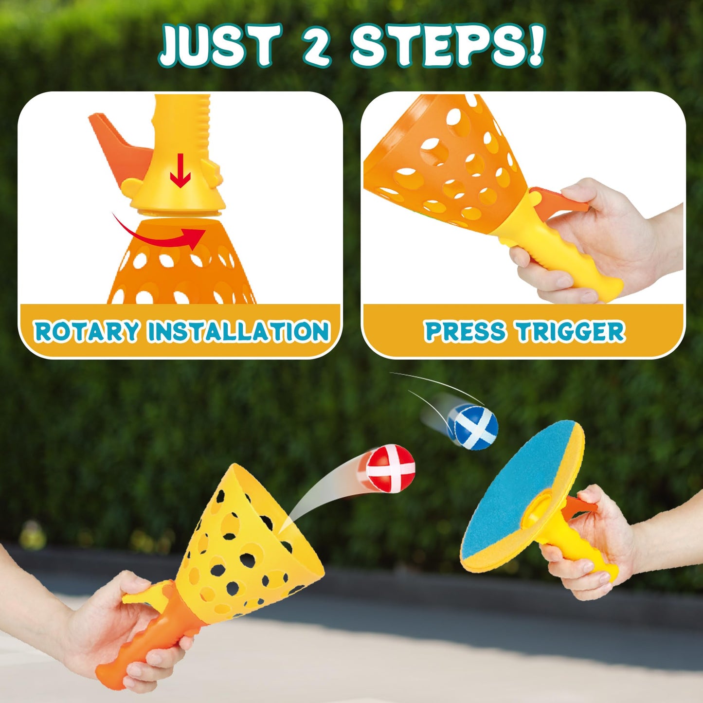 JOY SPOT! Spider Web Target Pop Pass Catch Ball Game - Outdoor Toys for Kids with 4 Launchers, 12 Sticky Balls & Mesh Bag, Fun Indoor Outdoor Toss & Catch Toy Gifts for Boys Girls Ages 3 4 5 6 7 8+