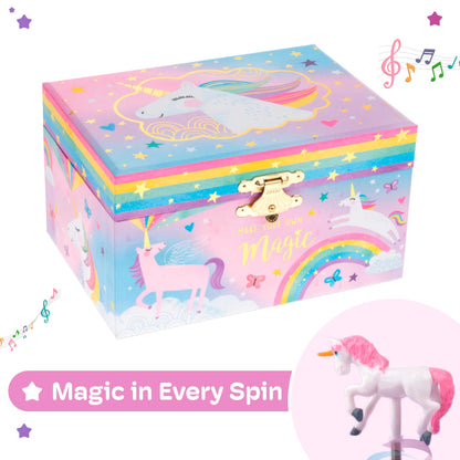 Jewelkeeper Girls Unicorn Jewellery Box with Spinning Unicorn, Cotton Candy Magical Horse Design, Beautiful Dreamer Tune, Kids Musical Jewellery Box fir Girls Birthday Presents