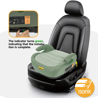 Jovikids I-Size Booster Seat for Car with ISOFIX, 125-150cm (Group 2/3, 6-12 Years), Portable Car Seats for Kids, Convenient for Everyday Use, Great for Travel, ECE R129 (Soft Green)