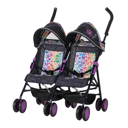 Daisy Chain Zipp Twin Max Dolls Pushchair – Adjustable handles from 76-82cm. For ages 4,5,6,7,8 or 9 years. (Rainbow Hearts)