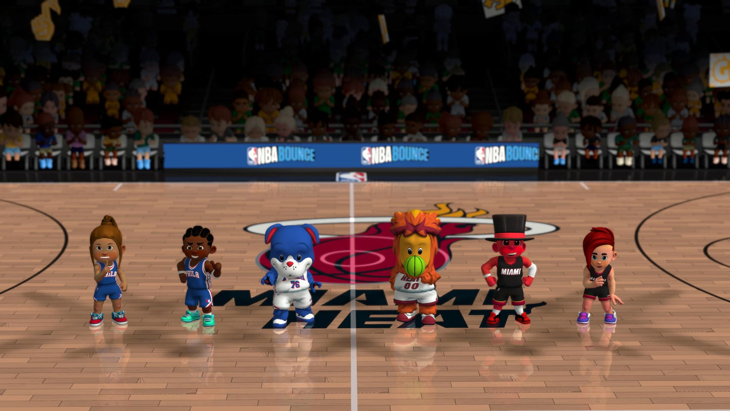 NBA Bounce PS5 game by Outright Games, showing colorful cover art with basketball and gaming elements.