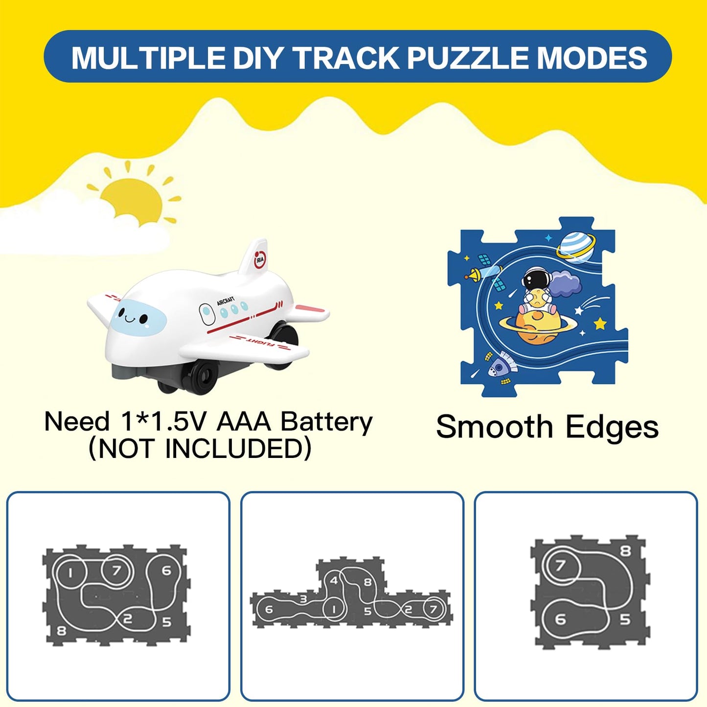 Bearbao Toddler Toys Gifts for 3 4 5 Year Old Boys, Total 16 Pieces Jigsaw Puzzle Racer Track Car Set with 2 Cars for Kids Boys 3-5, Puzzle Tracks Car Toys Gifts for 3 4 5 Year Old Boy Kids
