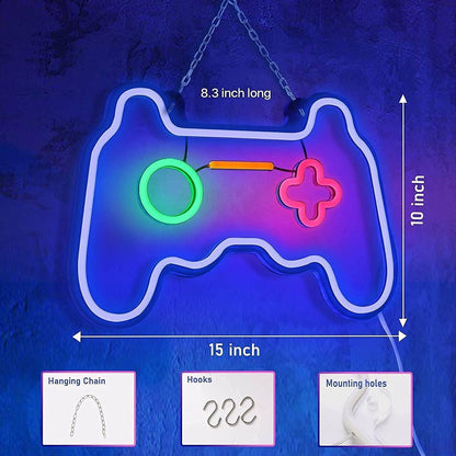 MEDE Dimmable Game Neon Sign, Glass Gaming Neon Light Sign Powered by USB with Switch, Blue Led Light Sign for Bedroom Wall Decor Game Room Party Decoration