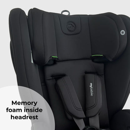 My Babiie MBCS75 Toddler to Booster R129 Child Car Seat - ISOFIX with Top Tether, Harness, 76-150cm (Approx. 9-36kg, 15 Months - 12 Years), i-Size, Group 1/2/3, Adjustable, Forward Facing - Black