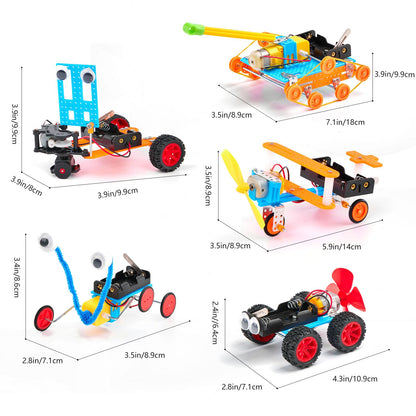 SCIENCE DIARY STEM robot building kit for kids with motor, tools, and engineering parts for science experiments and creative play.