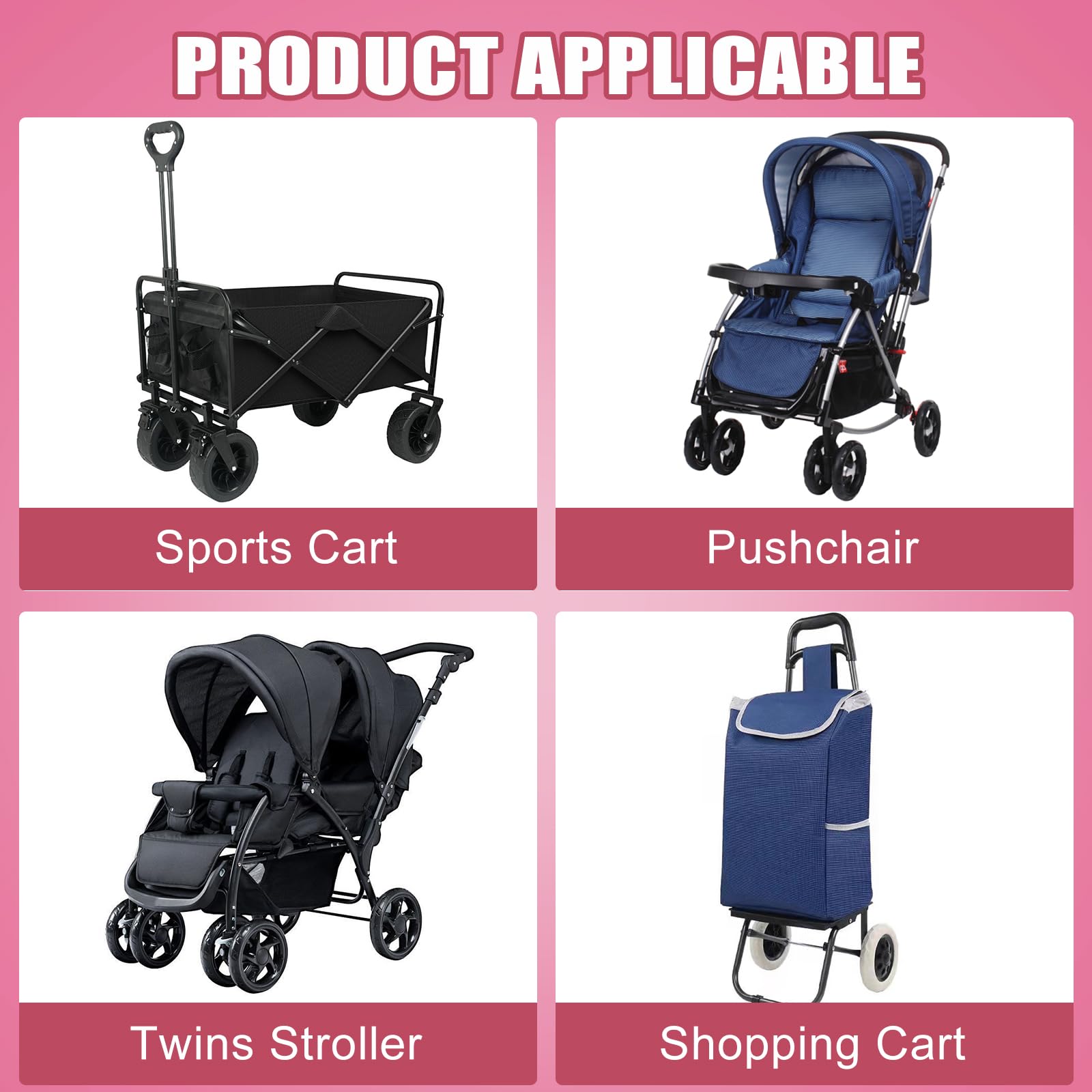 Pink leather buggy clips set with pram, bike, and rocker hooks for bags, backpacks, and pushchairs, by HaoHanEup.