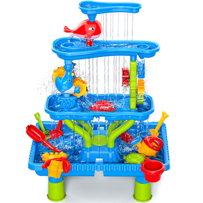 Doloowee Water Table for Toddlers, Sand and Water Table Summer Beach Toys Outdoor Toys Garden Toy for Kids 3 4 5 6 years old