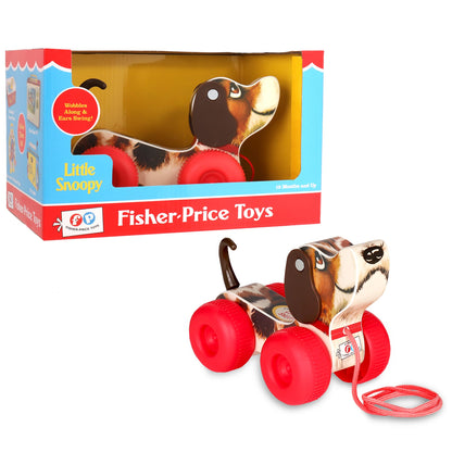 Basic Fun Fisher Price Classics Little Snoopy Pull Along Dog Toy | Retro Style Toddler Walking Toy with Interactive Features | Gift for Kids Aged 12+