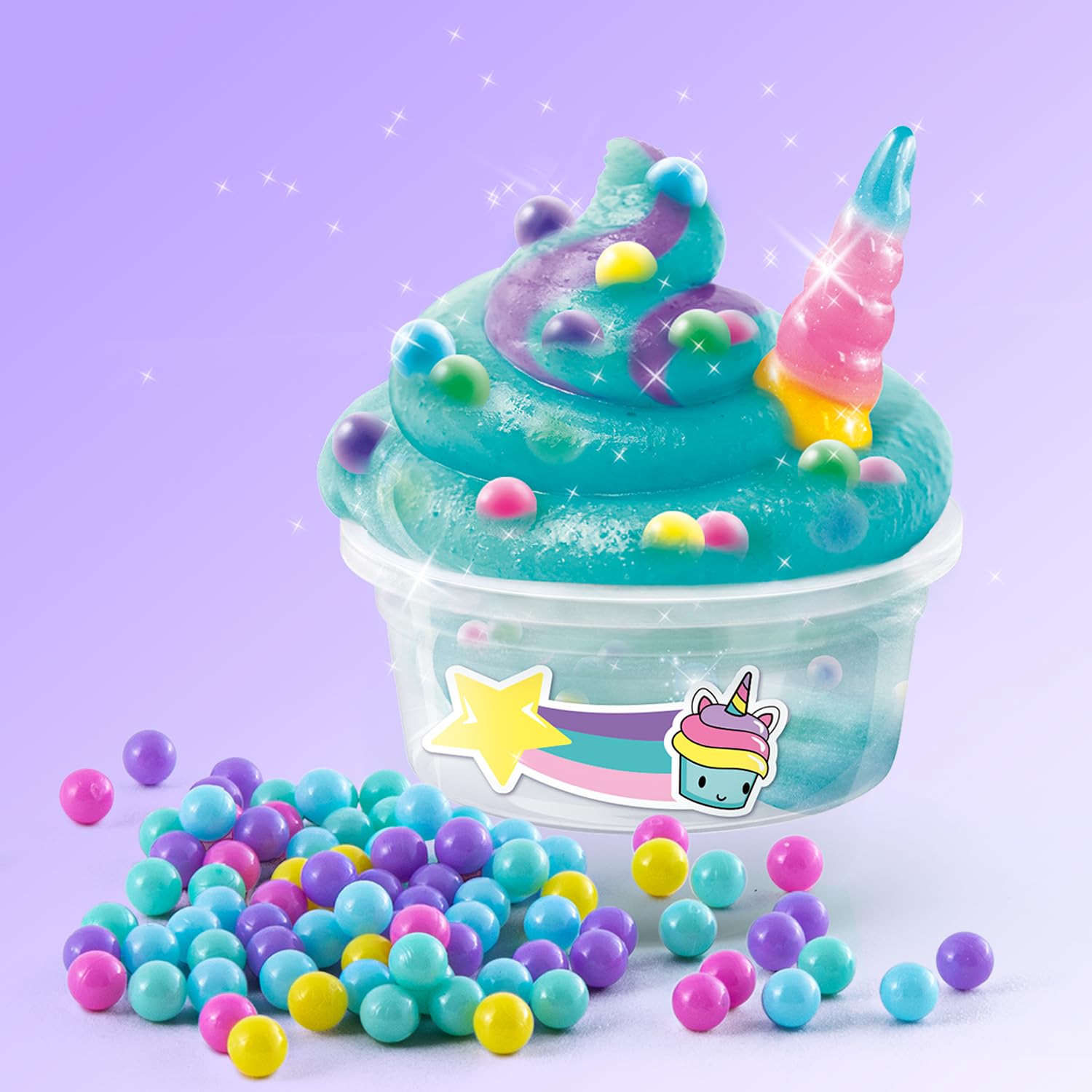 Pink unicorn-themed slime case by Canal Toys featuring ready-made pink slime with colorful mix-ins and a playful unicorn design.