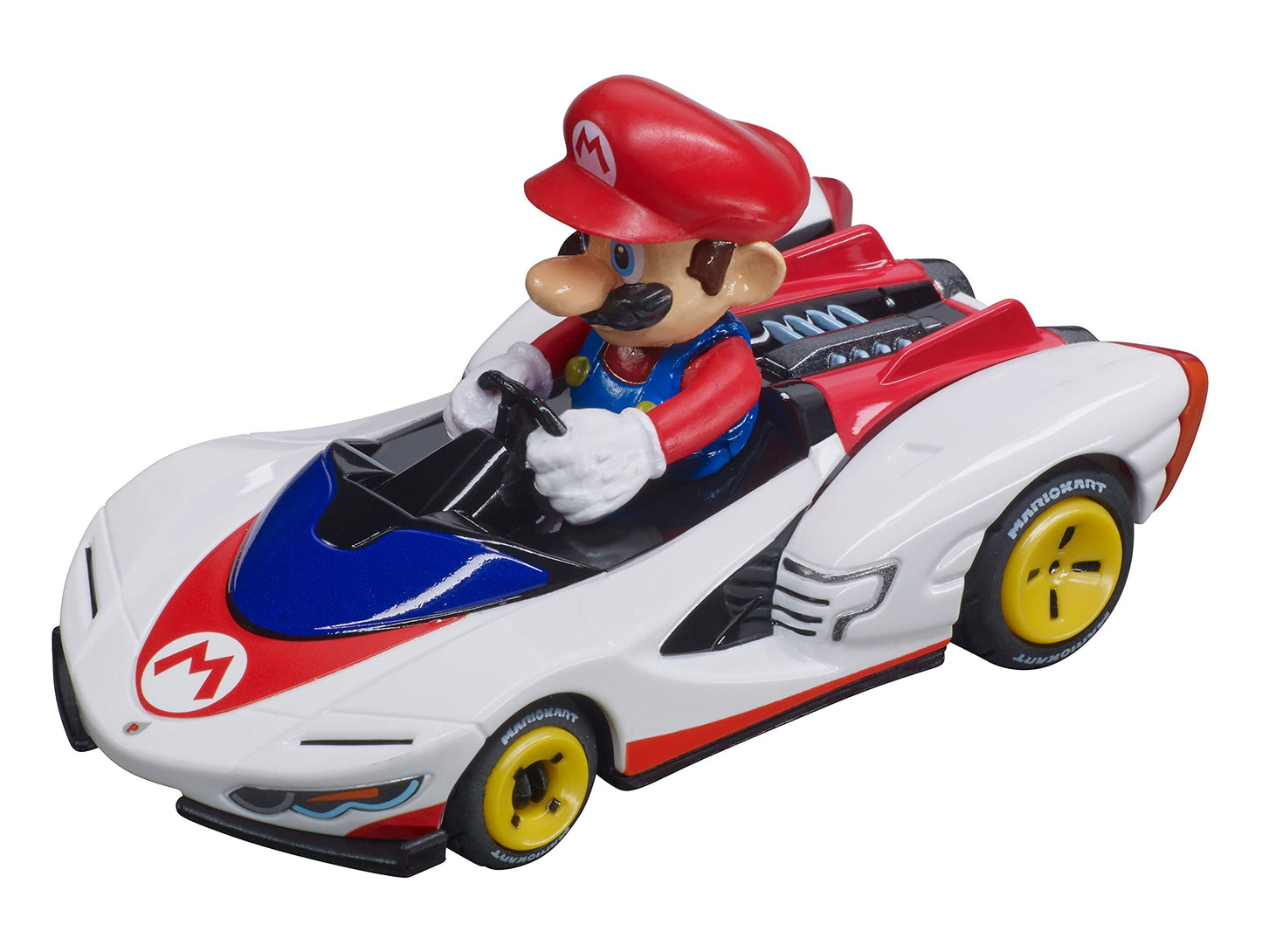 Carrera Go! Nintendo Kart slot car featuring Mario with a P-Wing design, colorful and detailed miniature racing vehicle.
