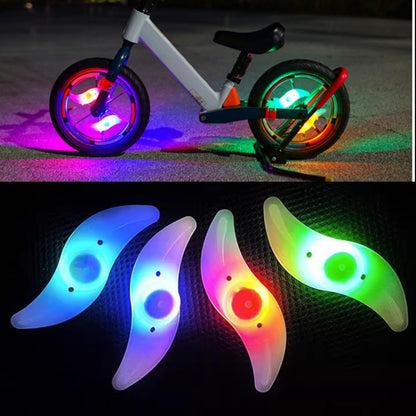 GEU 4-pack bike spoke lights with multicolor neon LEDs, three flash modes, for adult and kids bike wheel decoration at night