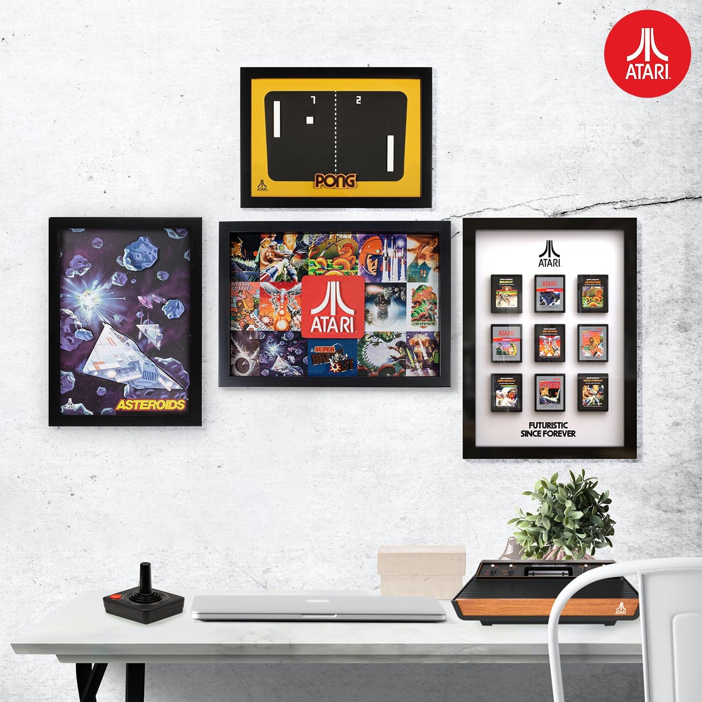Official Atari 3D Wall Art, Authentic Cartridges Collection for Gaming Setup, Gamer Wallpaper, Gaming-Room Decor and Wall Stickers, Black Frame - ThumbsUp!