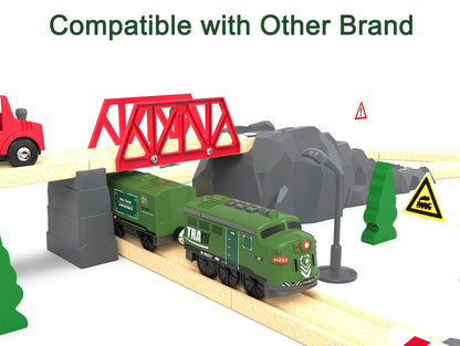 Train Toy Remote Control Locomotive, Motorized Train Set for Wooden Track, Electric Trains with Sound & Lighting Effects Compatible with Thomas, Brio, Chuggington