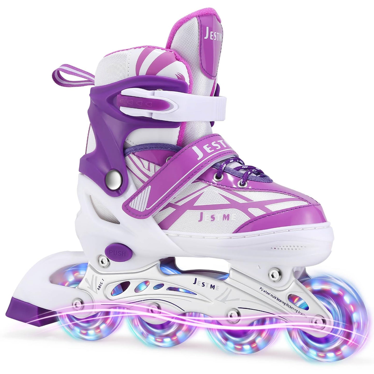Kids Inline Skates Girls, Adjustable Roller Skates Blades with Light Up Wheels for Beginners Girls (Purple, Medium (UK 1-4))