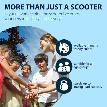 HUDORA BigWheel Pure Scooter in aluminium, adjustable height, foldable design, suitable for teens and adults up to 100kg.