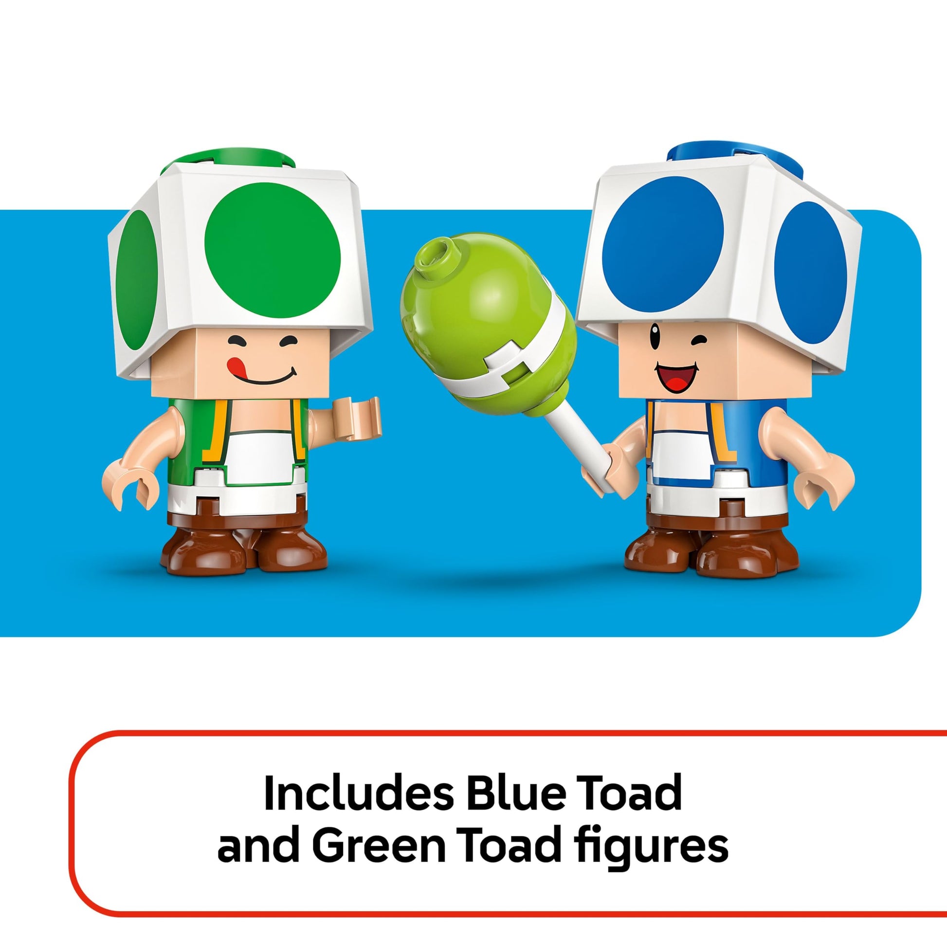 LEGO Super Mario Party at Toad's House toy set featuring LEGO figures, a kitchen, bedroom, and picnic table for kids 7+.
