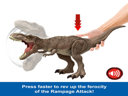 Mattel Jurassic World: Chaos Theory Netflix - All-Out Attack Tyrannosaurus Rex Dinosaur Action Figure Toy, with Rampage Attack, Chomp & Roar & Evolved Spikes, Digital Play, Ages 4 Years & Up, HXF54