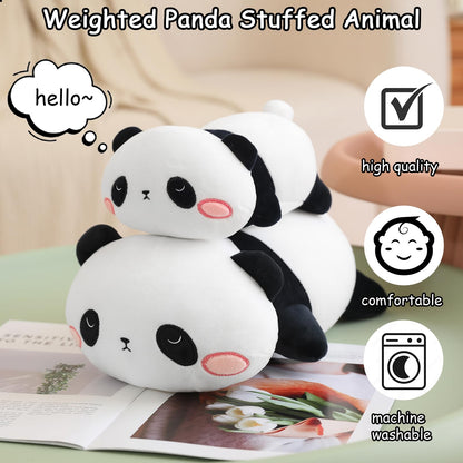 SQEQE Weighted Panda Plush, Weighted Panda Stuffed Animal, Cute Plushies Soft Bear Pillow Toy Gift for Kids Adults 9.8 Inch, 0.8 Lbs