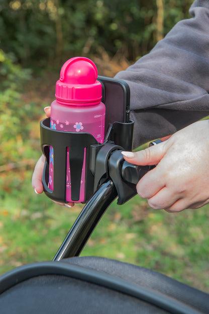 LittleLife Buggy And Pushchair Universal Cup & Phone Holder Adjustable Bottle Organiser for Stroller, Drink and Coffee Cup Holder with Phone Holder