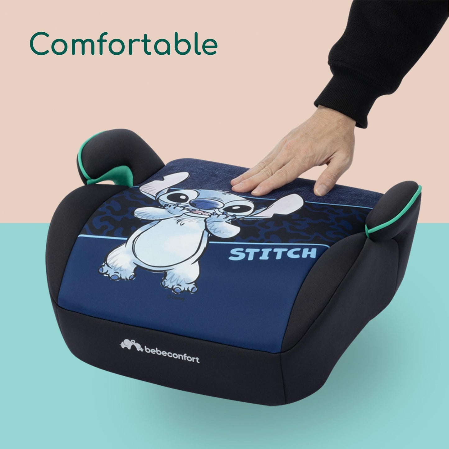 Bebeconfort Disney Manga i-Safe, Car Booster Seat, Stitch Car Seat, 6–12 Years, 128–150cm, 22-36 kg, Lightweight, Easy Belt Installation, Fully Padded, Soft-Touch Fabrics, Authentic Stitch