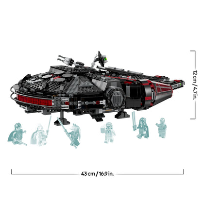 LEGO Star Wars 75389 The Dark Falcon building set with spring-loaded shooters and six minifigures including C-3PO.