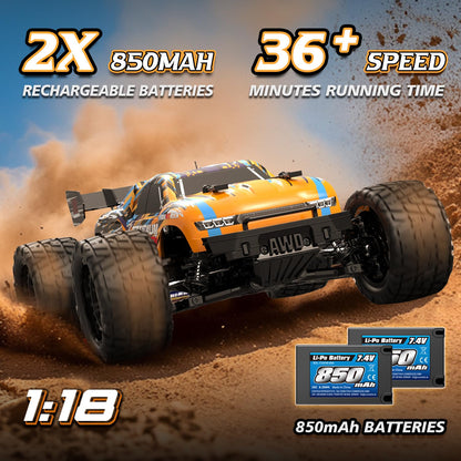 HAIBOXING RC Cars 18858E,36 KM/H High Speed Remote Control Cars for Adults Kids,1:18 2.4GHz 4WD Off-Road RC Monster Truck，ALL Terrain Toys Vehicle with 2 Batteries, Xmas Gifts for Kid and Adults