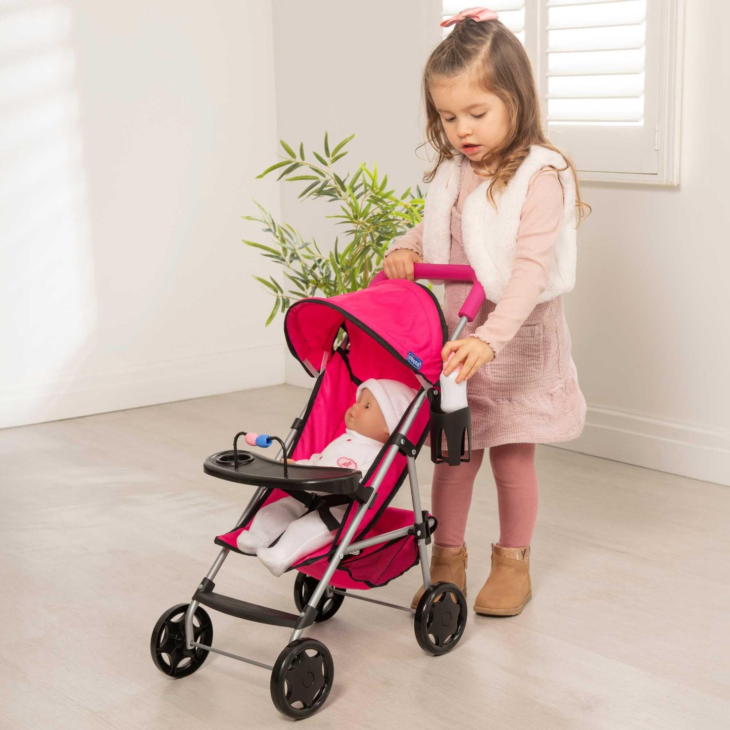 Chicco Ulala Playtime Pushchair | Childrens Stroller With Removable Play Tray | Childrens Baby Doll Stroller Toy Folding Travel System | Role Play Toy Dolls Buggy Pushchair | Ages 3+ (Pink)