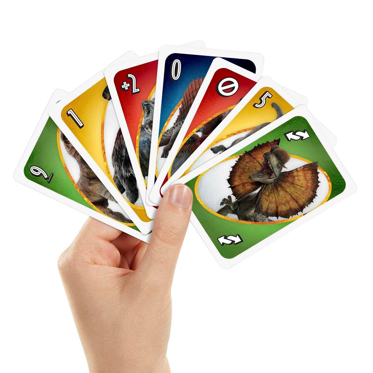 UNO Jurassic World Dominion Card Game with Themed Deck & Special Rule, Gift for Kid, Adult & Family Game Nights, Ages 7 Years Old & Up, GXD72