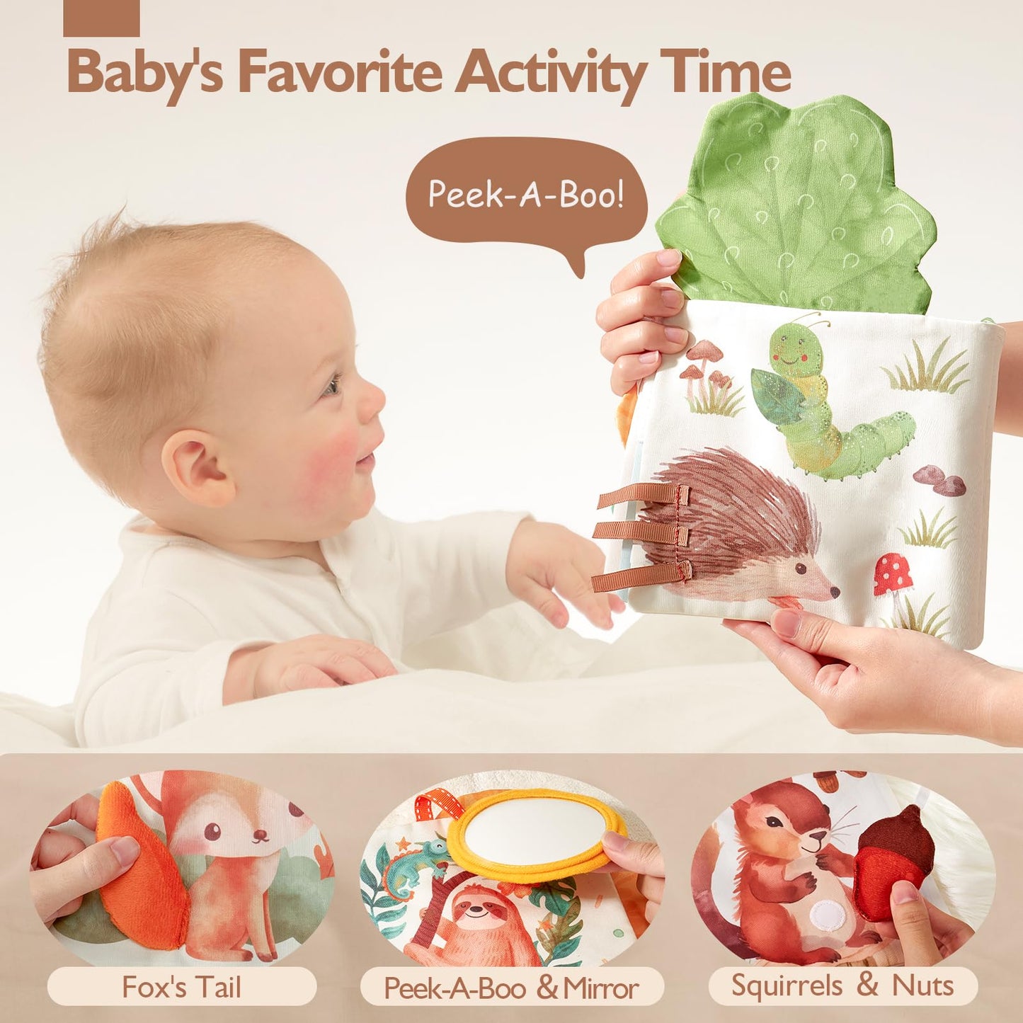 hahaland Baby Toys Baby Books 0-6 Months, Soft Cloth Newborn Sensory Books Toy for Babies, Touch Feel Activity Soft Book Infants Toys for 0 3 6 12 months Boy Girl Shower Gifts