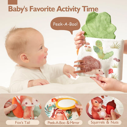 hahaland Baby Toys Baby Books 0-6 Months, Soft Cloth Newborn Sensory Books Toy for Babies, Touch Feel Activity Soft Book Infants Toys for 0 3 6 12 months Boy Girl Shower Gifts