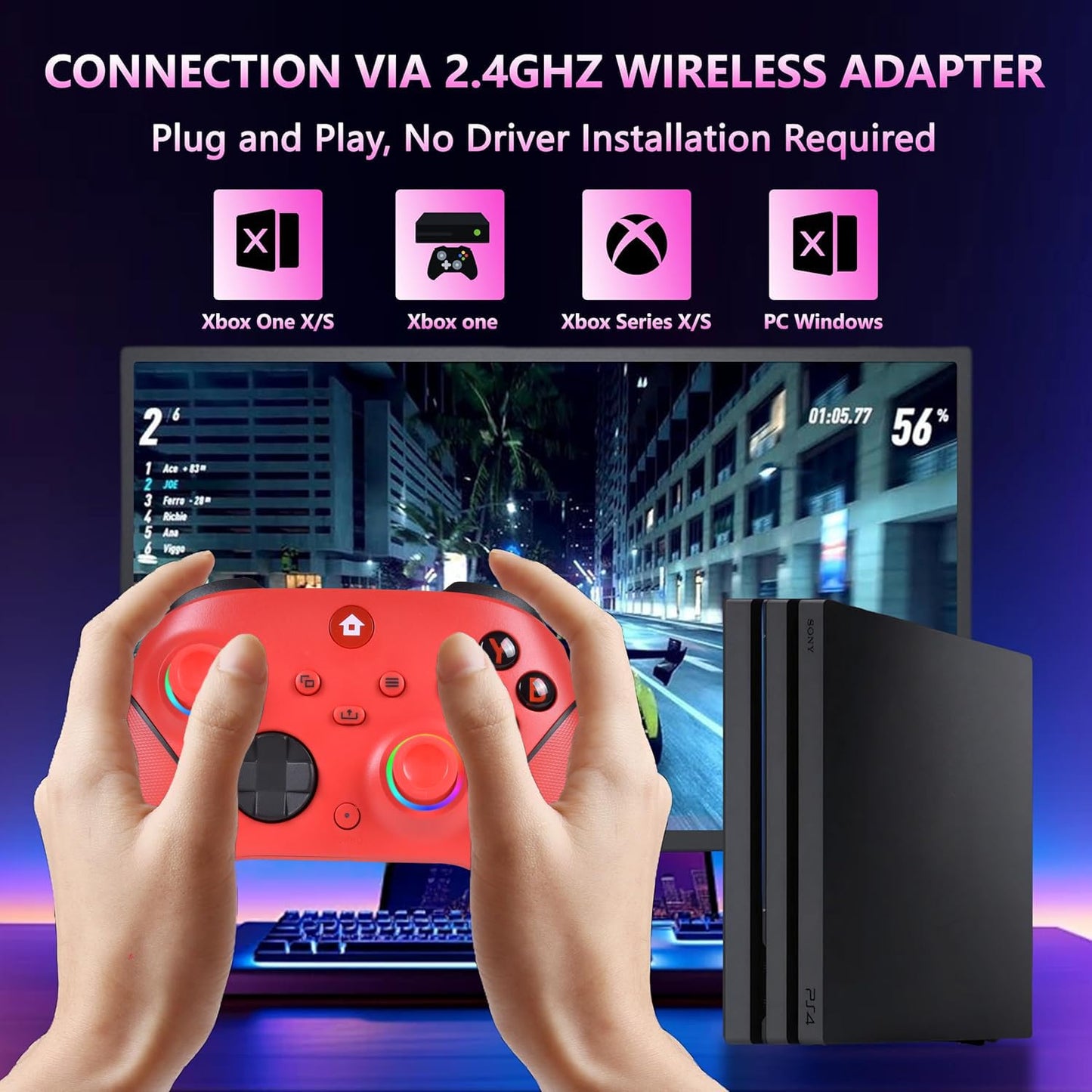Lampelc Xbox One Controller wireless gamepad for Xbox Series X/S, Xbox One, Elite, and Windows 7/8/10 gaming consoles.