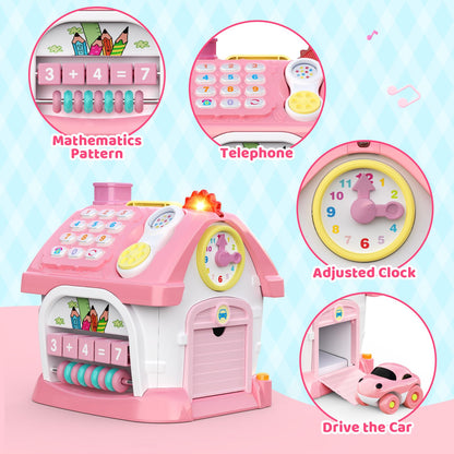 Toddler Toys for 1 2 Year Old Girls: Montessori Educational Toy for 1 Year Old, 6 in 1 Multi-Functional Activity House Baby Toys with Music/Clock/Telephone, Birthday Gifts for 1 2 Year Old Girls Kids