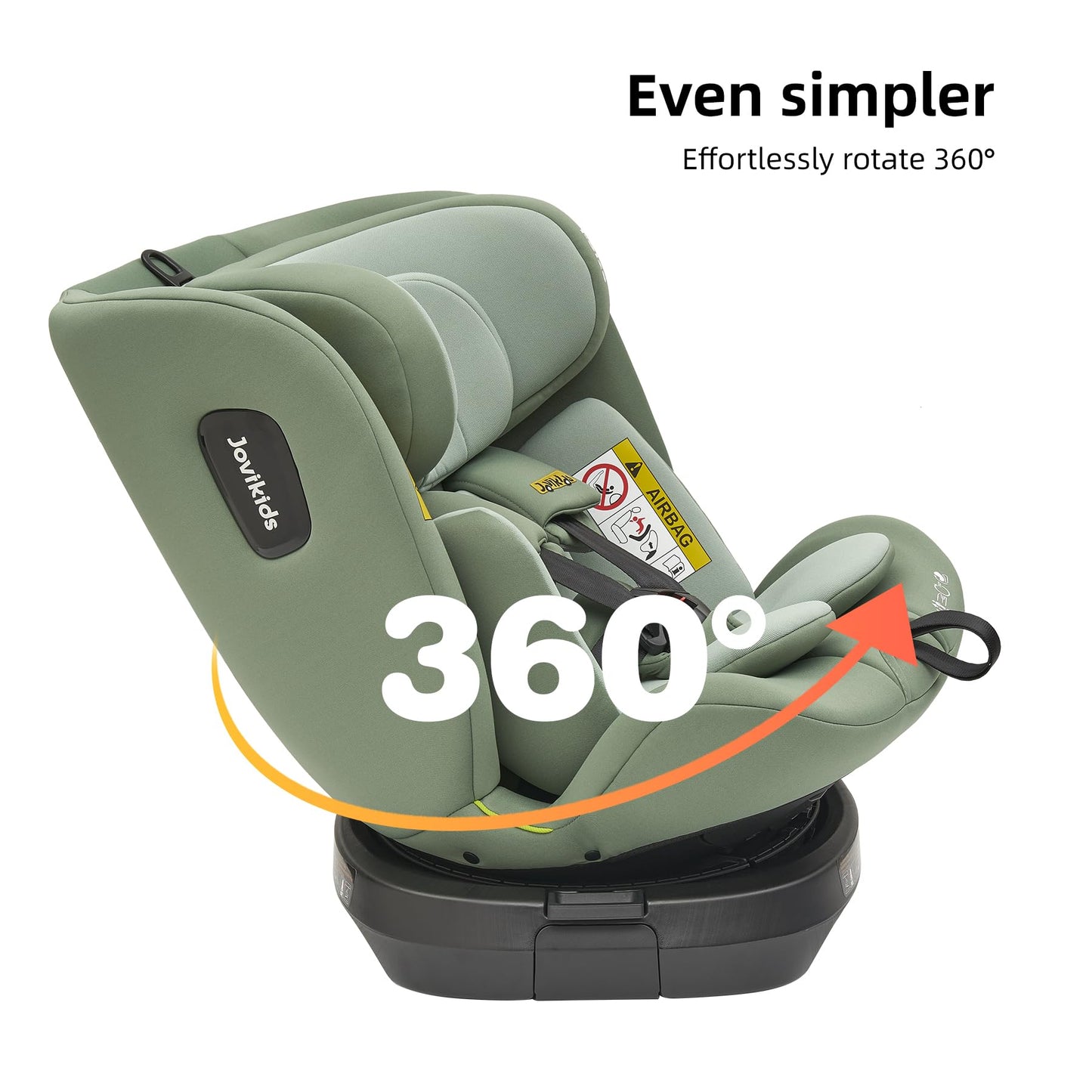 Jovikids ISOFIX Car Seat 360° for 40-150cm Baby Children, Rotating Car Seat for Newborn 0-12 Years, ECE R129/E4, Fixations ISOFIX, Top Tether - Green
