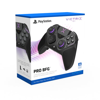 PDP Victrix ProCon BFG wireless controller for PS5, PS4, and PC with ergonomic design and multiple control buttons.